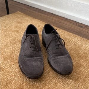 Bottega Veneta Dark Gray/ Black Suede Oxfords